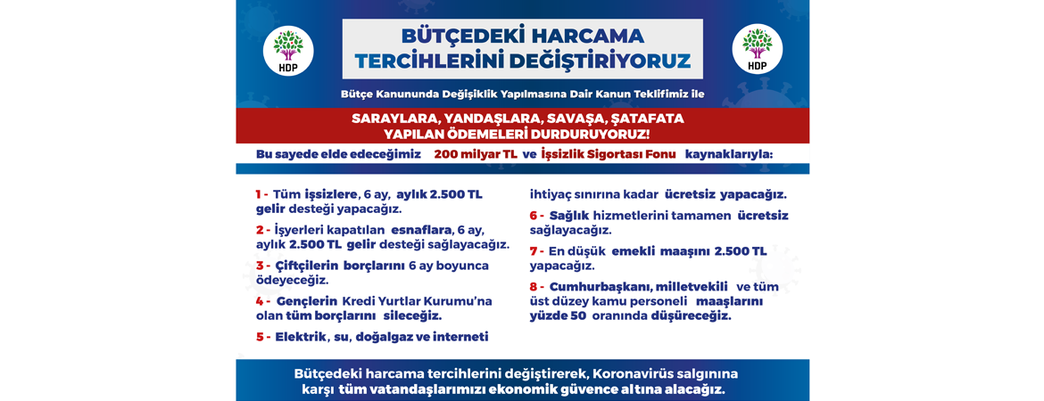 Korona Virüs salgını sebebiyle 2020 Bütçe Kanununda Değişiklik teklifi verdik