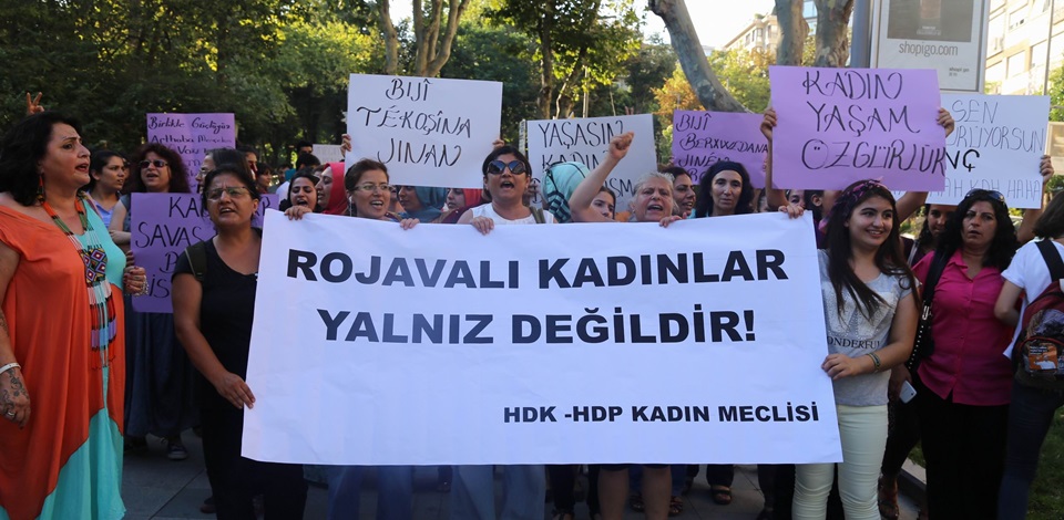 Kadınlar tecavüz edilen Rojavalı kadın için yürüdü